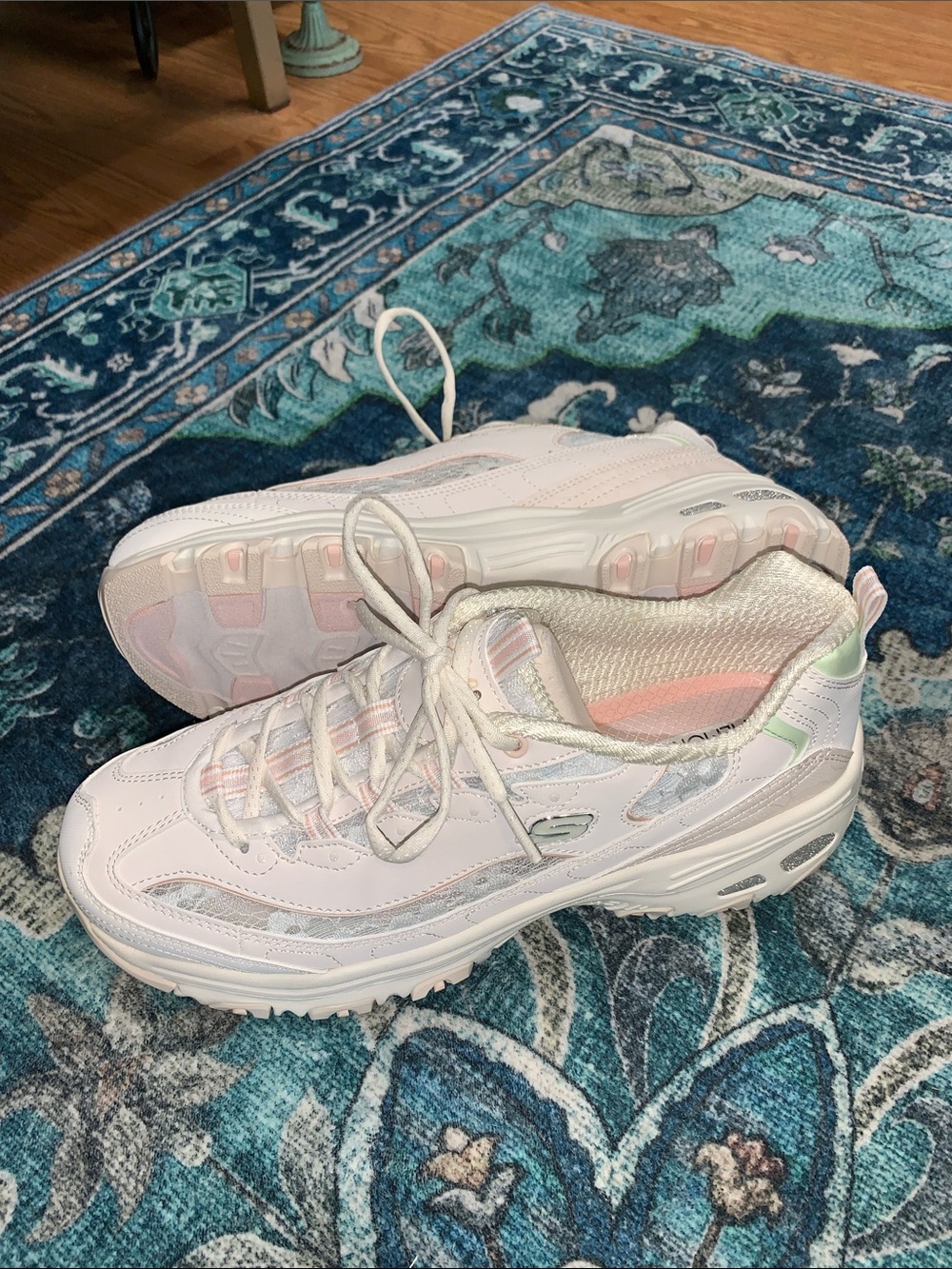 Skechers d’lite new shoes sneakers qvc memory foam white lace